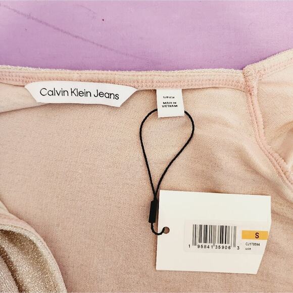 CALVIN KLEIN BEIGE SPARKLE SWEATER SIZE SMALL - Picture 5 of 5